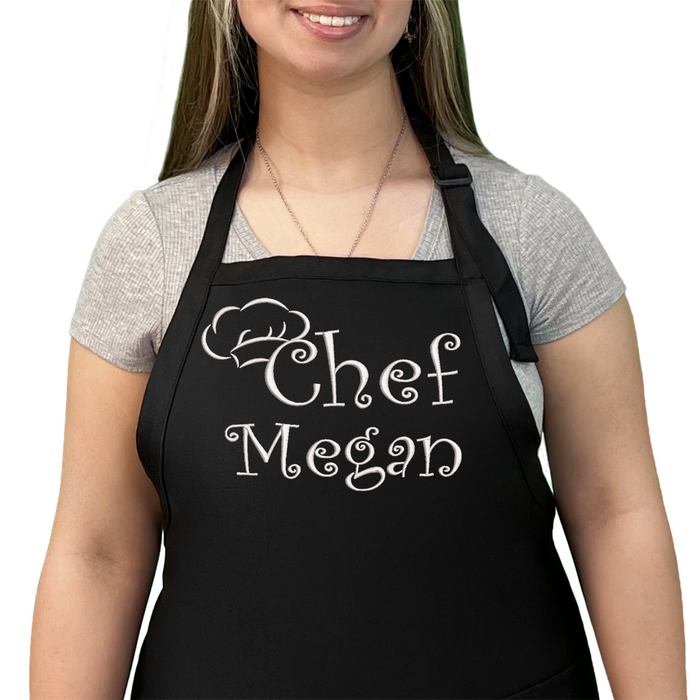 Personalized Apron Embroidered Chef Any Name Design Add a Name, premium quality apron with embroidery, great gift personalized apron